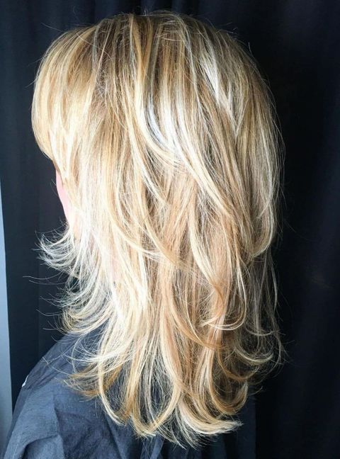 Layered long blonde hair