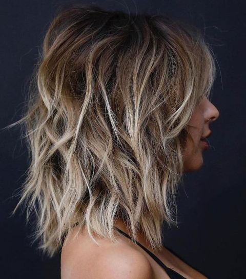 Wavy layered hair