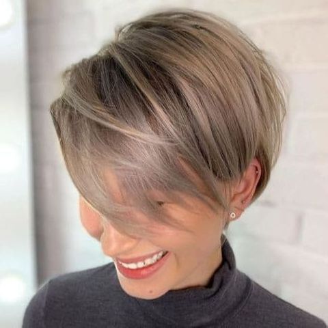 Side swept layered pixie