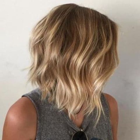 Wavy balayage lob cut