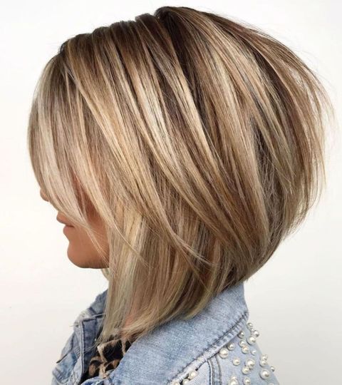 Angled short bob with layered cut