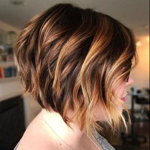 Brown balayage short bob haircut