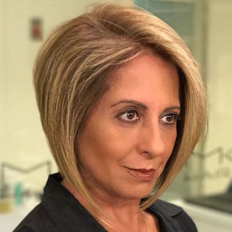 Angled bob cut for women over 50