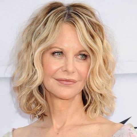 Curly long bob hairstyle for older women