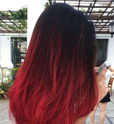 Long hair style red ombre hair color
