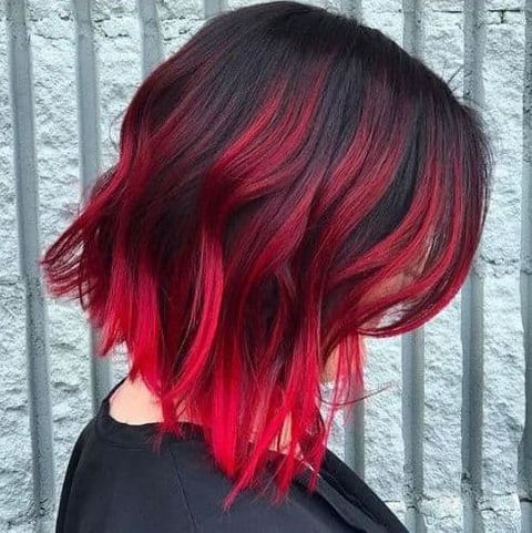 Short haircut red ombre hair color