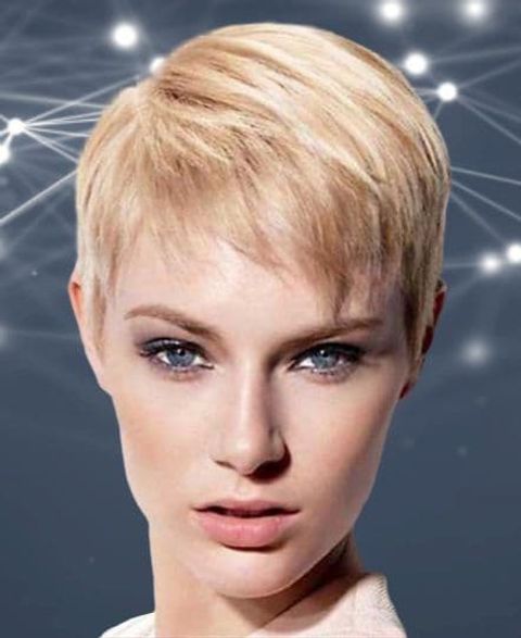 Very short pixie haircut for women with long face