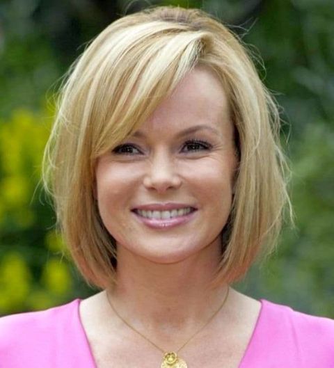Blonde color chin length hairstyles