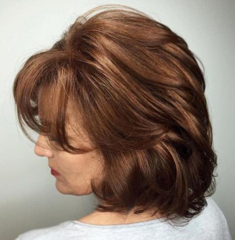 Brown hair color layered shoulder length hair