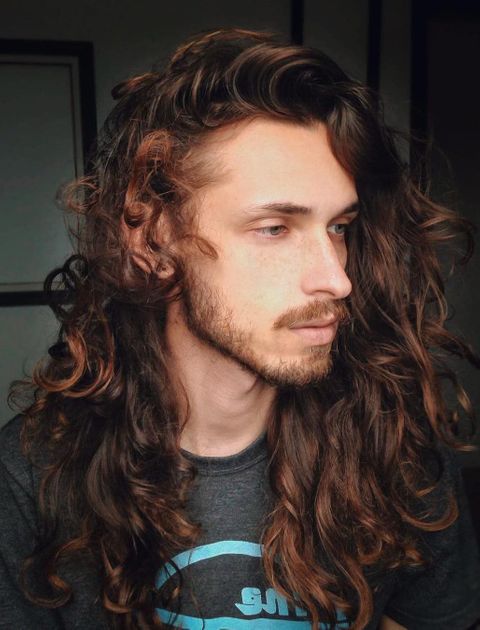 Wavy long hair for men with long face