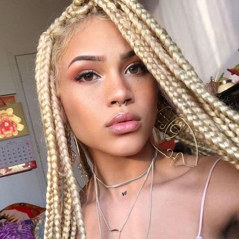 Blonde color jumbo box braids