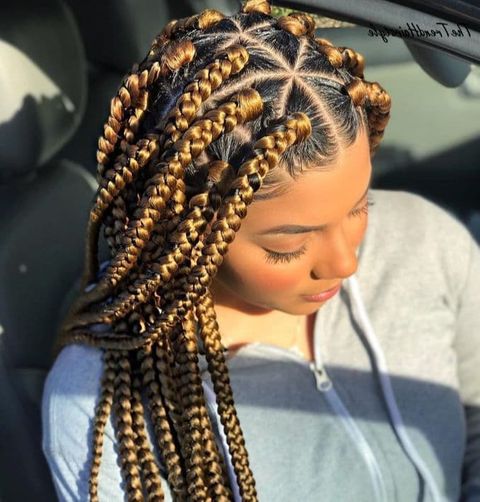 Brown hair color jumbo bo braids