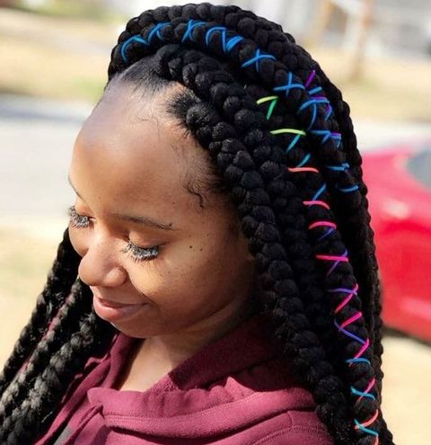 Colorful jumbo box braids for black women