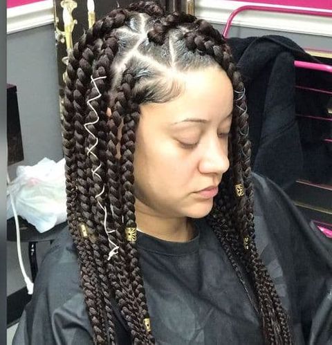 Jumbo box braids with hair accessories