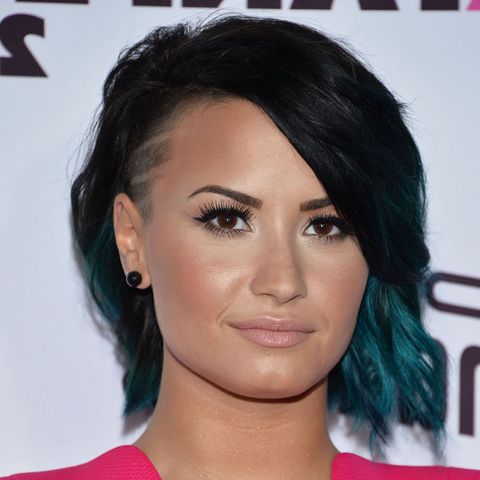 Ombre blue color short haircut with undercut