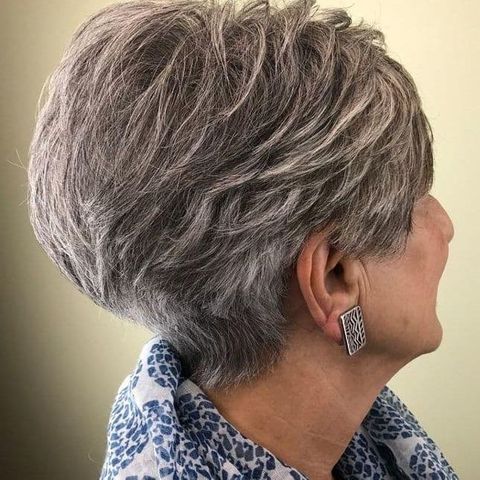 Layered short pixie cut over 60