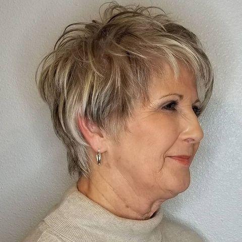 Shag blonde balayage pixie cut