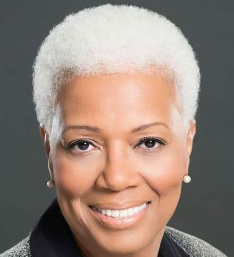 White color short haircut for black women over 60