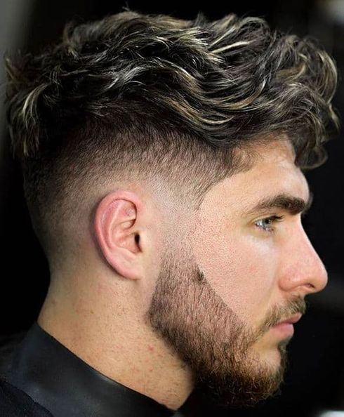 Highlights undercut curly hair for men