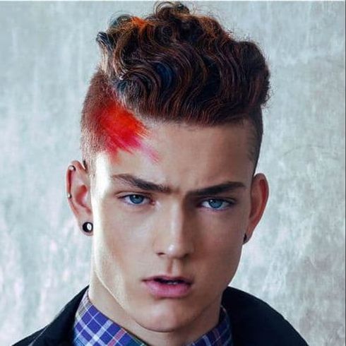 Red design undercut short hair for guys