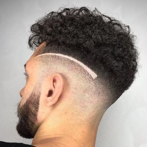 Side line curly hair with undercut