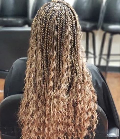 Micro braids+curly long hair