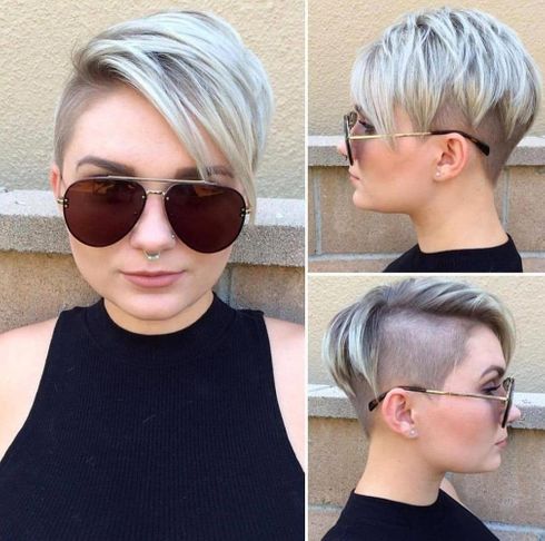 Side and back undercut pixie haircut for round face