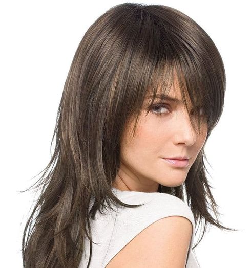 Straight hair layered long hairstyle