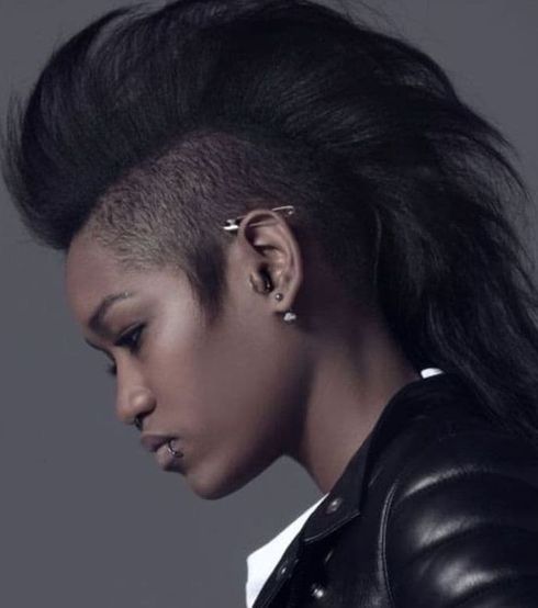 Asian women's undercut mohawk style