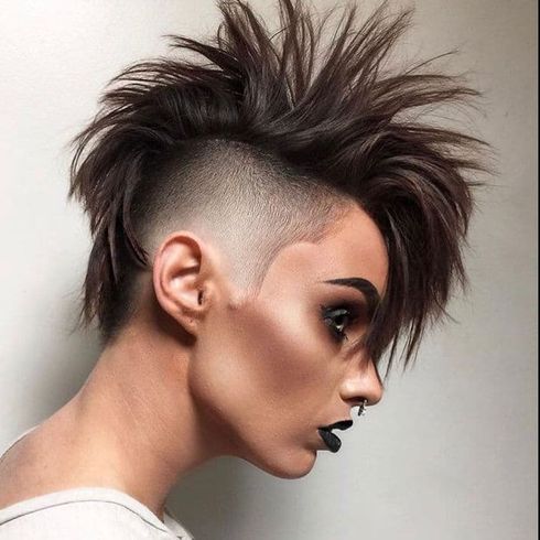 Messy undercut mohawk for women