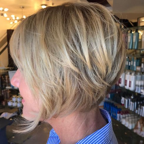 Brown ombre short hairstyle for women over 60