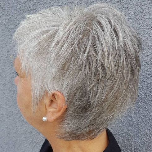 Layered Pixie haircut for women over 60
