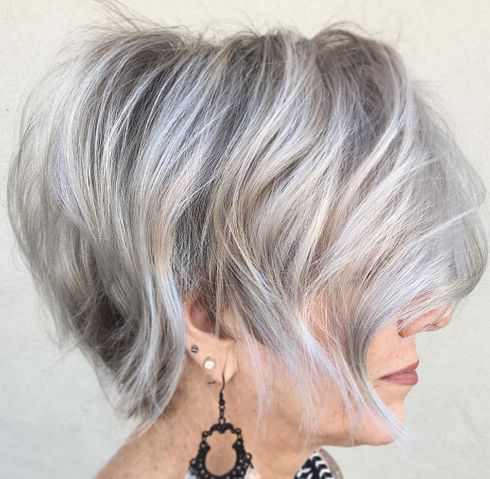 Platinum balayage bob haircut over 60