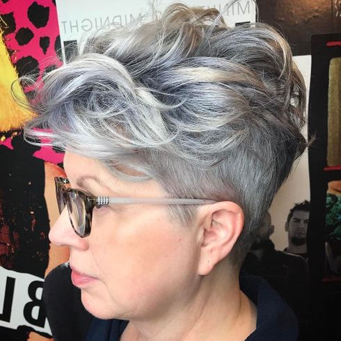 Wavy short pixie haircut for women over 50