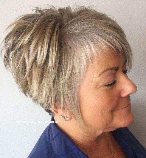 Asymmetrical pixie cut for women over 60