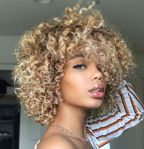 Blonde color curly natural hair for black women