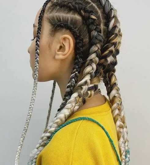 Two tone ponytail ghana braids