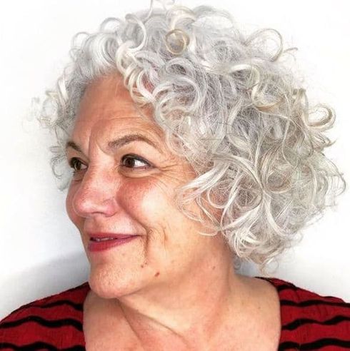 Curly short bob over 60