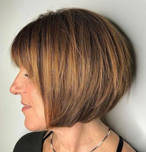 Chin length short bob with bangs