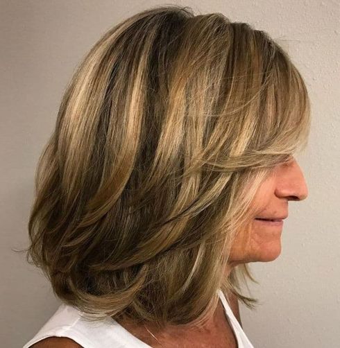 Highlights mid-length hair for women over 60