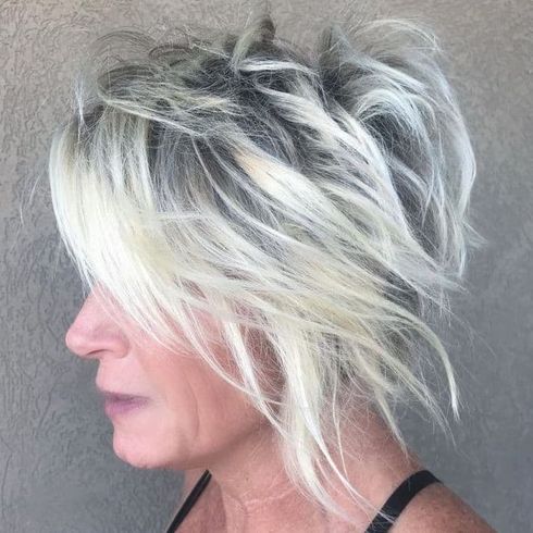 Messy short hair with balayage