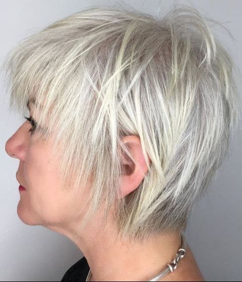 Messy short haircut for women over 50