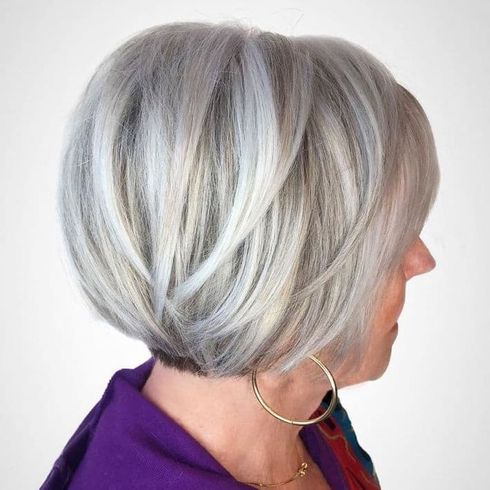 Platinum short bob cut for women over 50