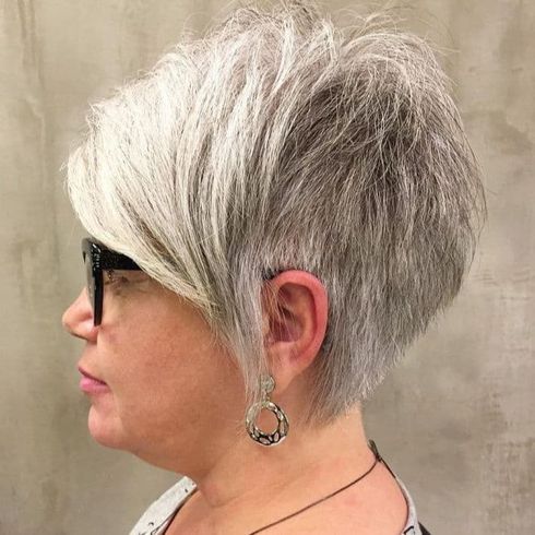 Undercut pixie with long bangs for women over 60