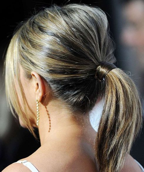 Low ponytail for short hair