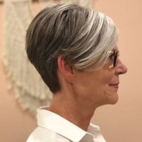 Ombre short haircuts with bangs for women over 60