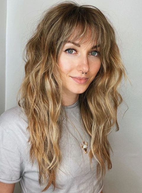 Caramel Blonde Hair with Bangs