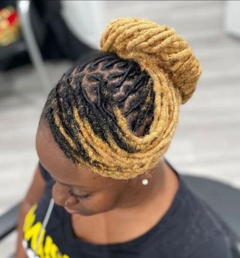 Blonde Swirly Dread Bun