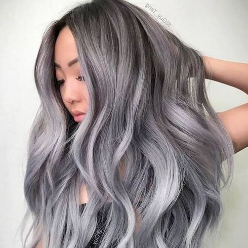 Ash gray hair for long hairstyles
