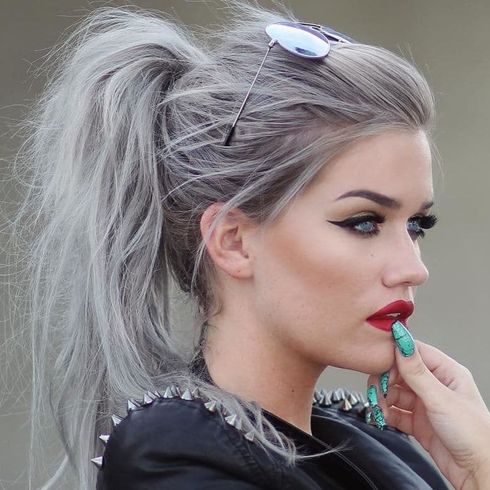 Ponytail silver hair